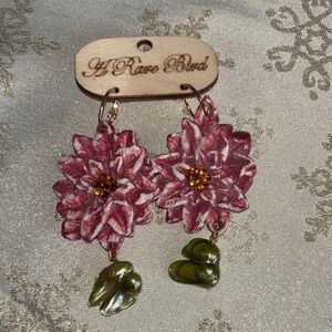 A Rare Bird Pink and Gold Floral Earrings